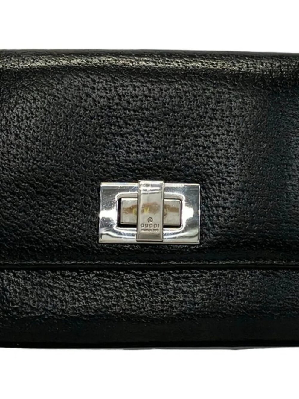 GUCCI Black Leather Double-hook Wallet